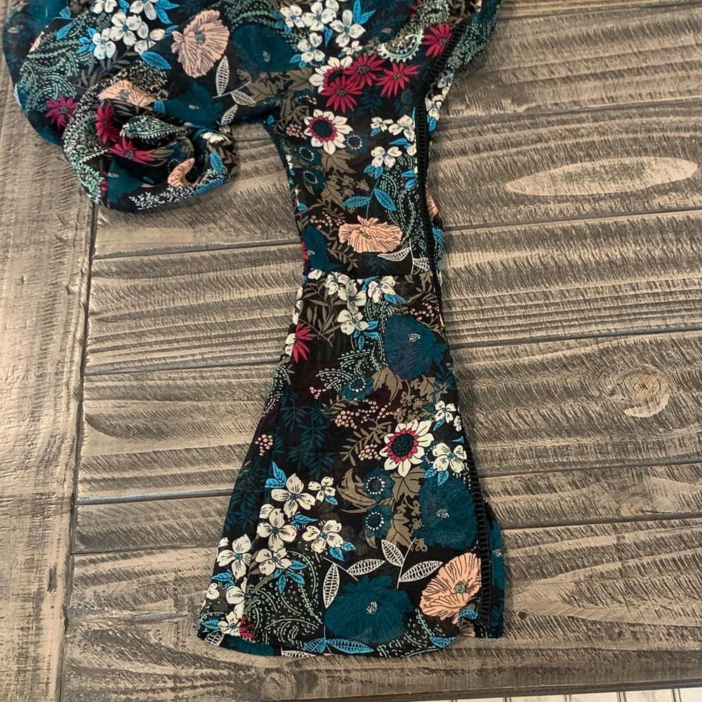 American Rag Black Floral Sheer Blouse - Picture 8 of 8